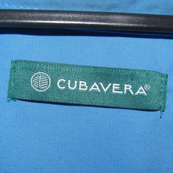 Mens' Cubavera Blue Embroidered Leaf Pattern Hawaiian Shirt Size XL Extra Large - Picture 4 of 7